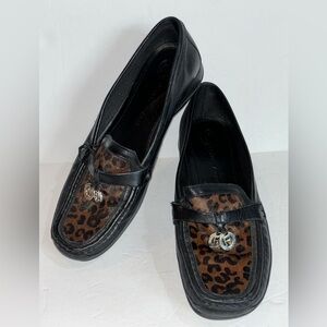 Etienne Aigner Leopard Print Leather Loafers 7.5